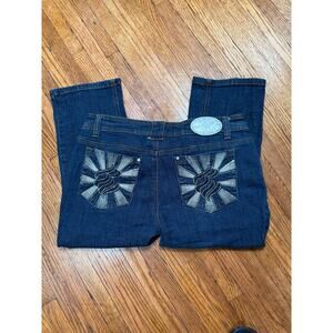 Vintage Y2K Rocawear Womens Capri Sz 13 Bling Pockets Made in Hong Kong Diamond